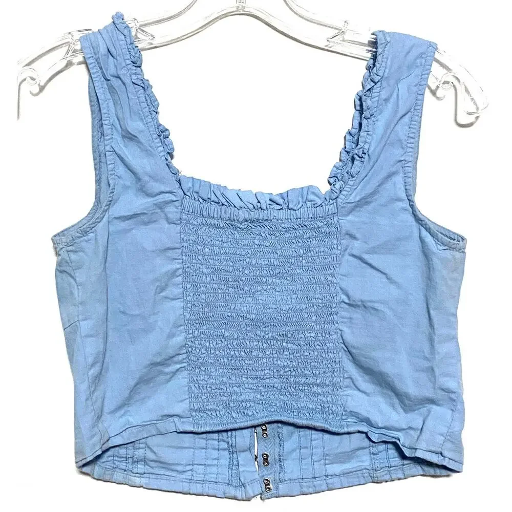 Japna Babydoll Hook Eye Crop Top M Corset Milkmaid Coquette Peasant Renaissance - Picture 2 of 9
